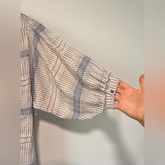 Anthropologie Maeve Yarn Dyed Blue White Boho Button Down Lena Tunic Size XS - Picture 13 of 16